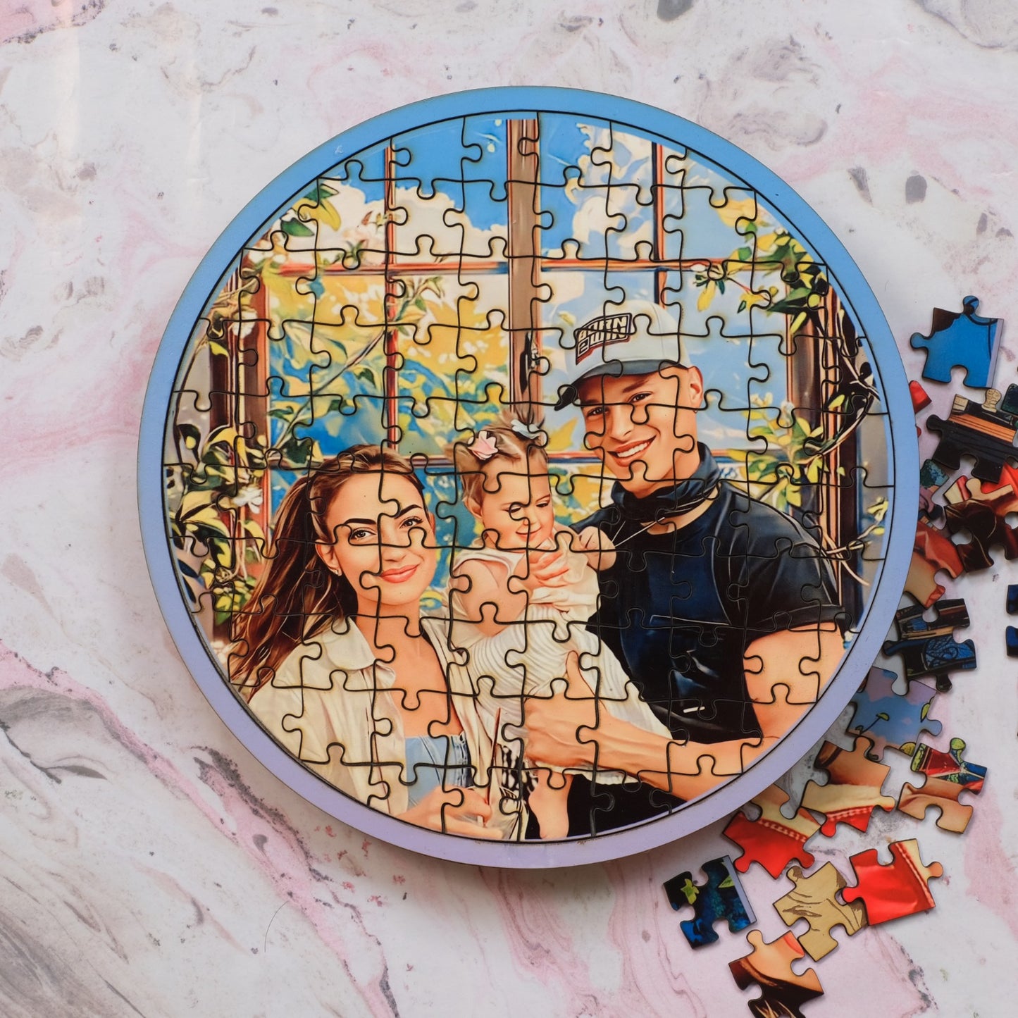 Wooden Puzzle Painting- Morning Bloom(Circle)