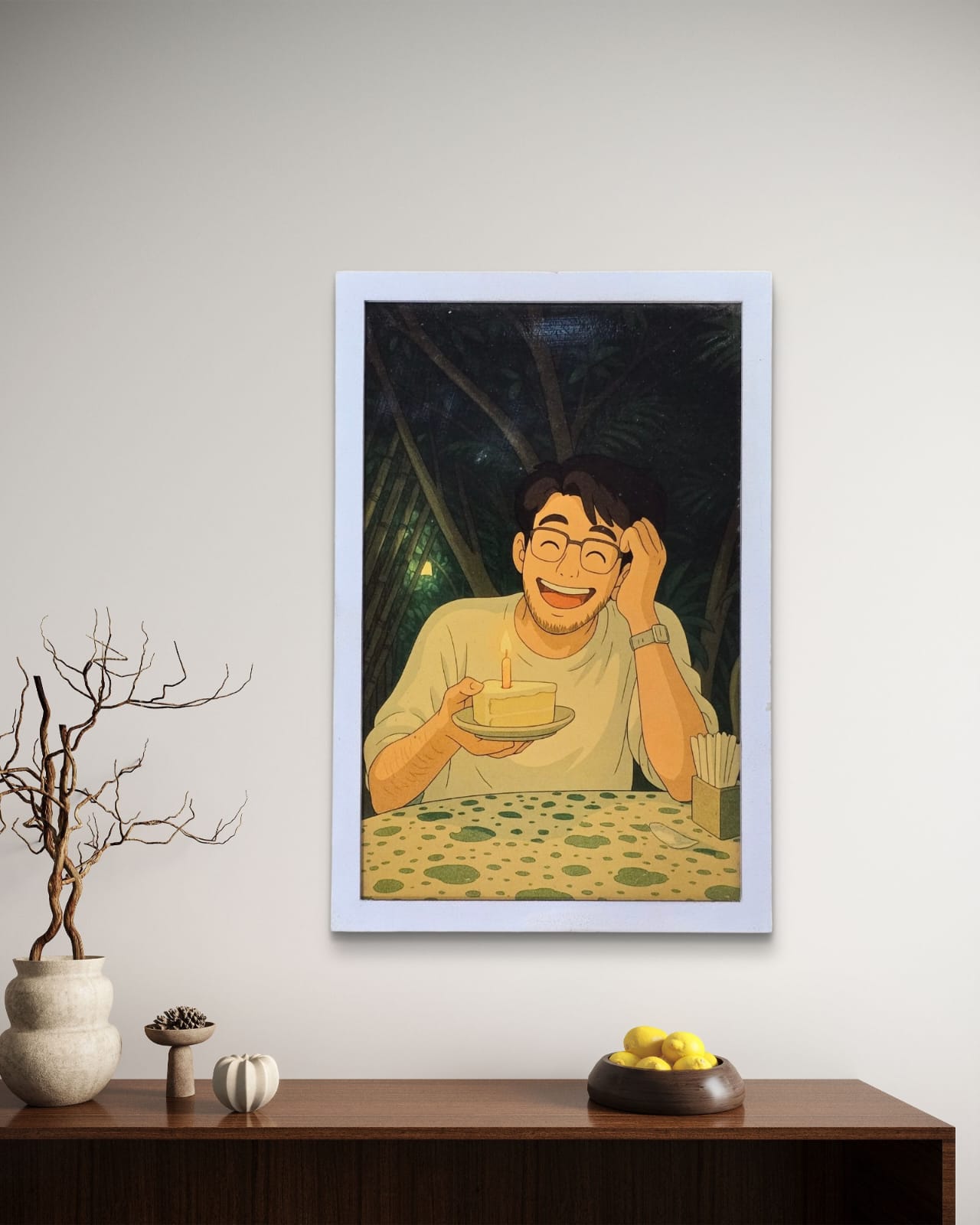 Customizable Wooden Ghibli Art Frame (Rectangle) for Couples, Friends and Family - Made for Gifting and Wall Decor