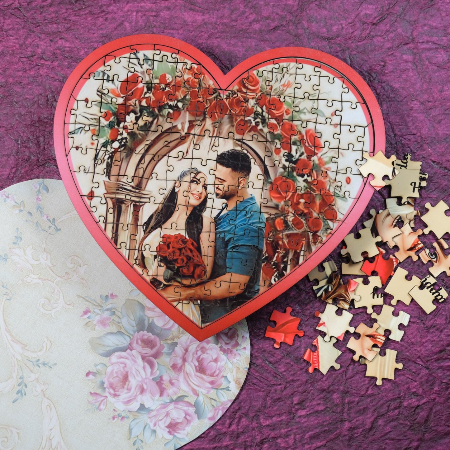 Wooden Puzzle Painting-  Red Love (Heart)