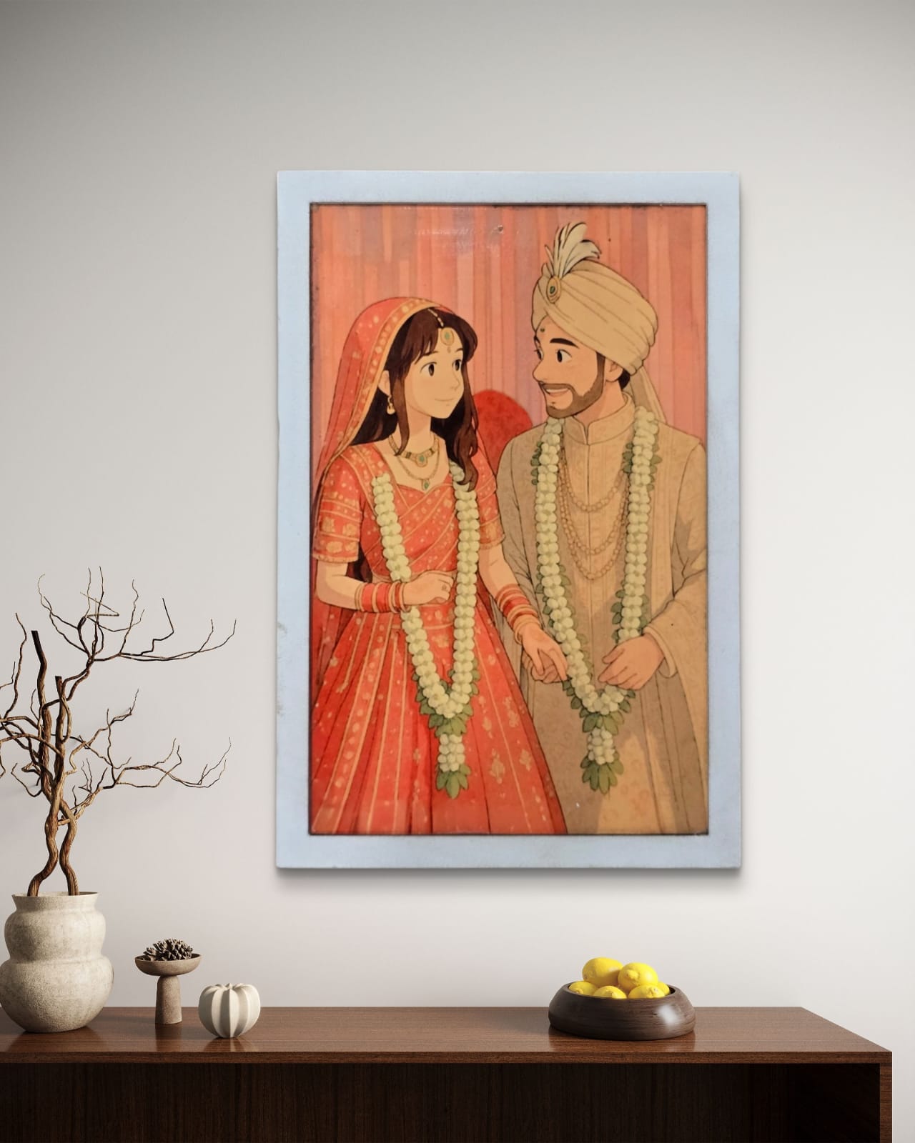 Customizable Wooden Ghibli Art Frame (Rectangle) for Couples, Friends and Family - Made for Gifting and Wall Decor