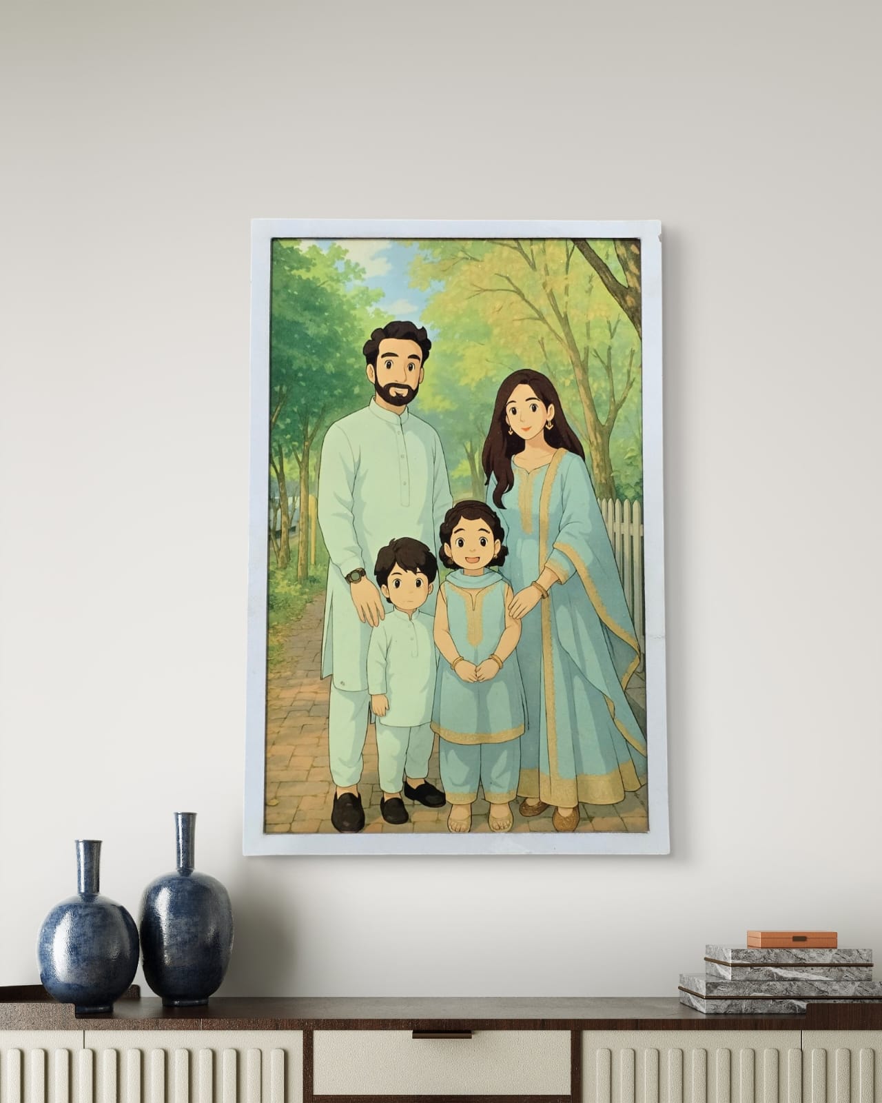 Customizable Wooden Ghibli Art Frame (Rectangle) for Couples, Friends and Family - Made for Gifting and Wall Decor