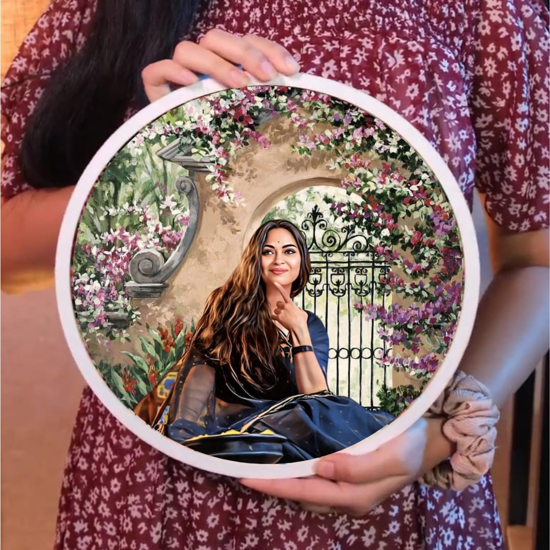 Wooden Painting Frame Circle (Floral Fantasies)