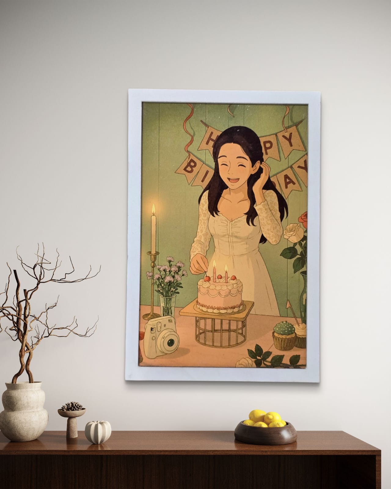 Customizable Wooden Ghibli Art Frame (Rectangle) for Couples, Friends and Family - Made for Gifting and Wall Decor
