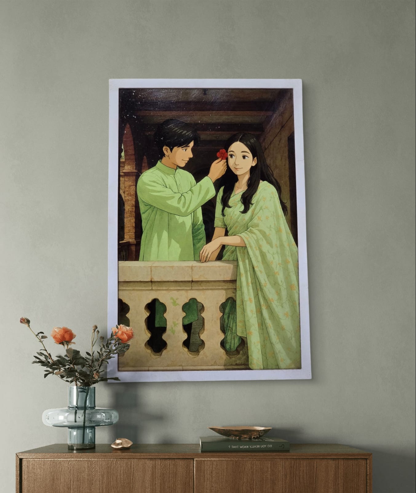 Customizable Wooden Ghibli Art Frame (Rectangle) for Couples, Friends and Family - Made for Gifting and Wall Decor